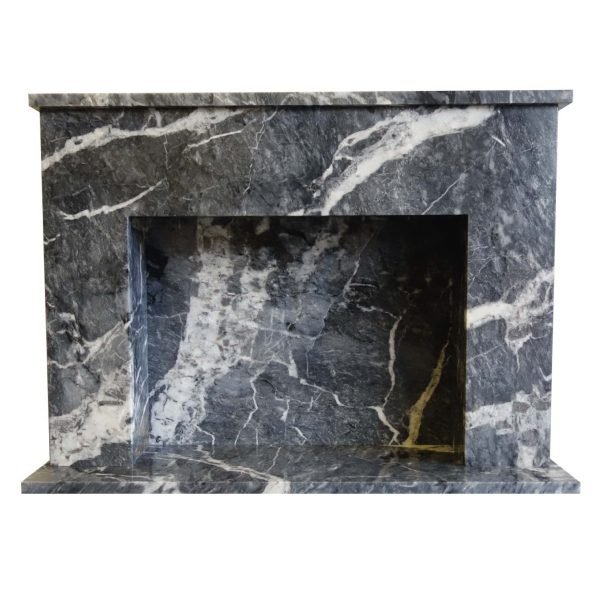 Black Veined Marble Fireplace Surround