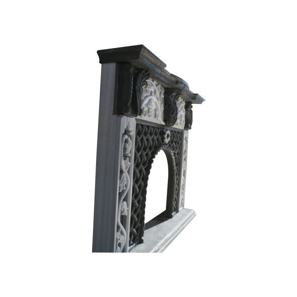 Black Basalt and Marble Fireplace Surround - Image 2