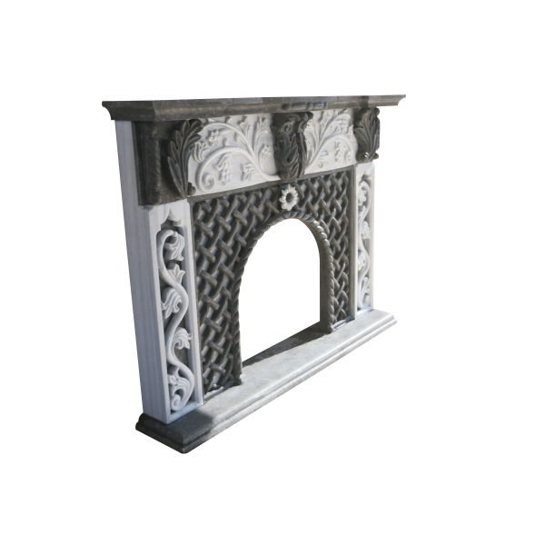 Black Basalt and Marble Fireplace Surround - Image 3