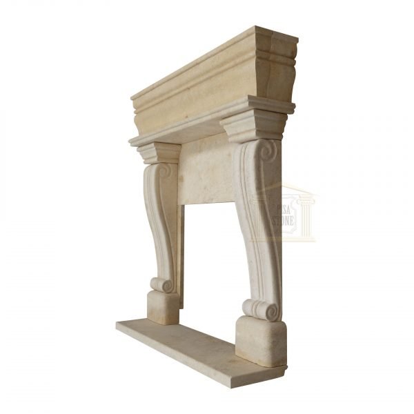 Light Yellow Limestone Fireplace Surround - Image 5